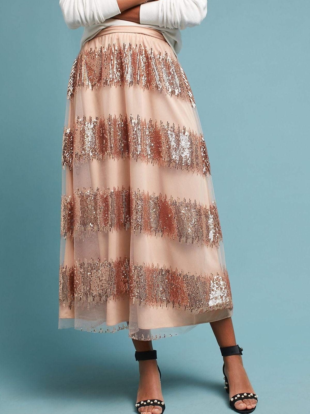 Eva Franco Blush Sequin Revery Maxi Skirt from Anthropologie, Size 0. GORGEOUS!!